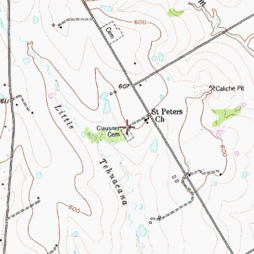 Topographic Map of Clausner Cemetery, TX