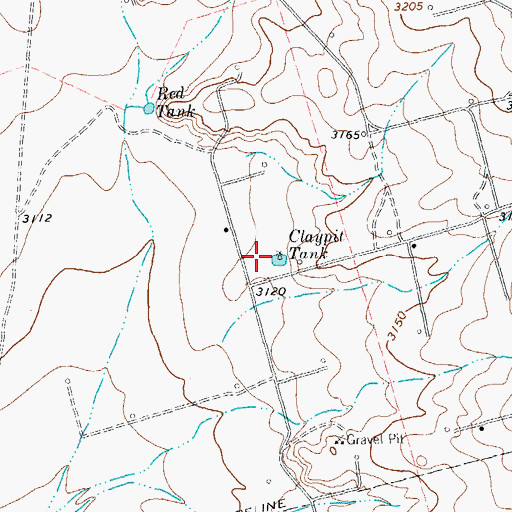 Topographic Map of Claypit Tank, TX