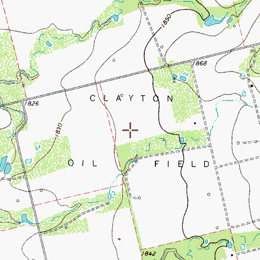 Topographic Map of Clayton Oil Field, TX