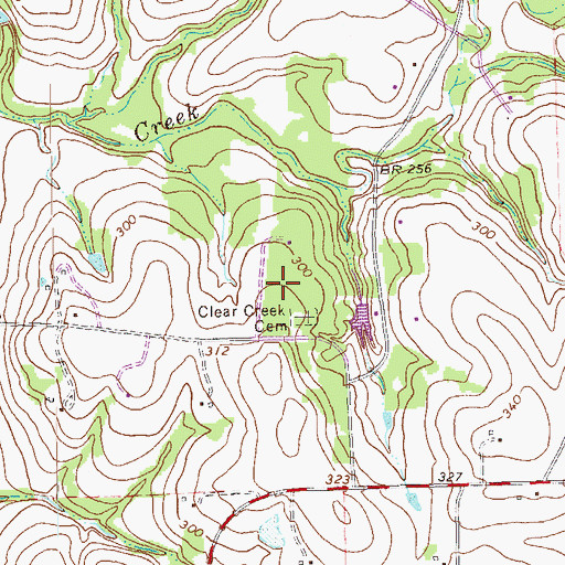 Topographic Map of Clear Creek Cemetery, TX