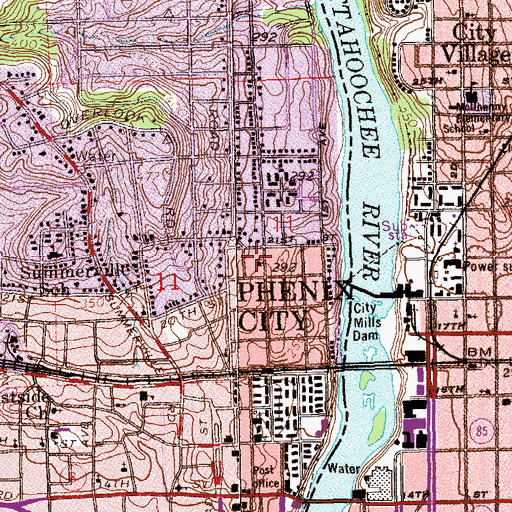 Topographic Map of North Phenix Baptist Church, AL