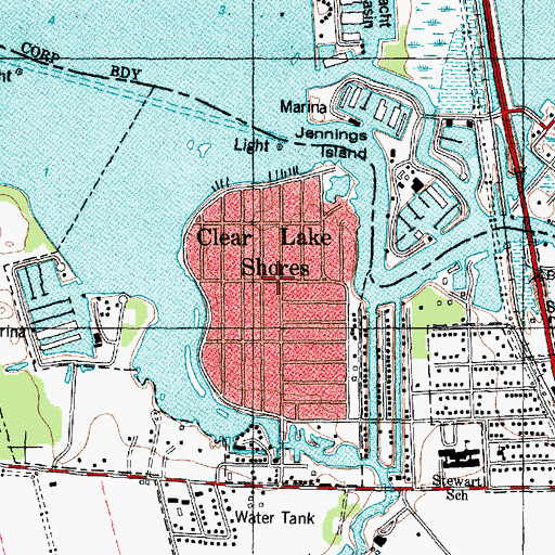 Topographic Map of Clear Lake Shores, TX