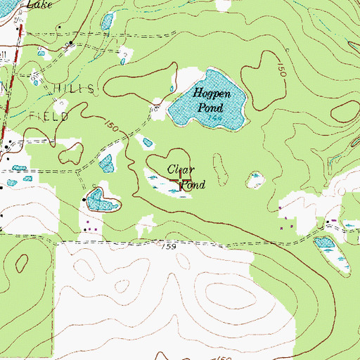 Topographic Map of Clear Pond, TX