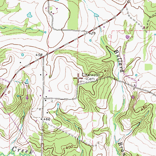Topographic Map of Clearwater Cemetery, TX