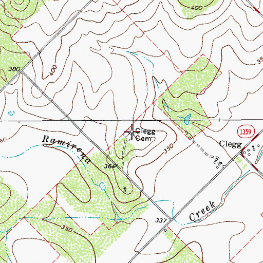 Topographic Map of Clegg Cemetery, TX
