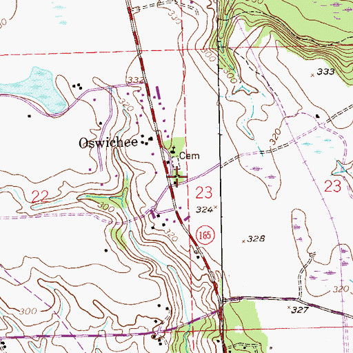 Topographic Map of Oswichee Baptist Church, AL