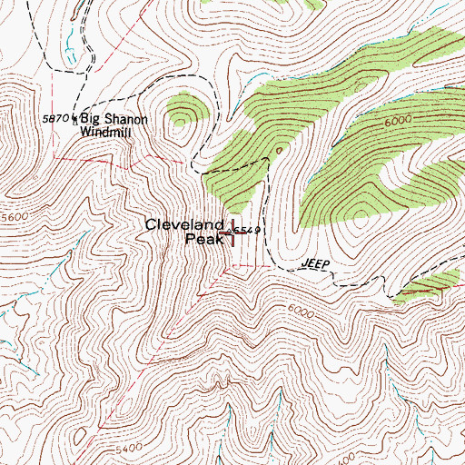 Topographic Map of Cleveland Peak, TX