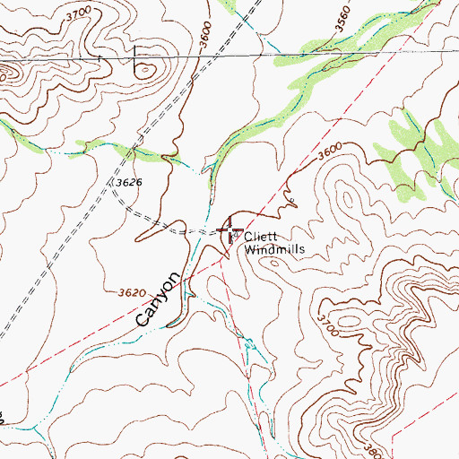 Topographic Map of Cliett Windmills, TX