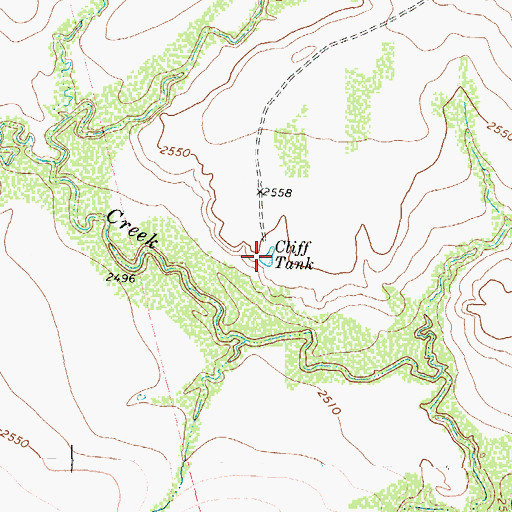 Topographic Map of Cliff Tank, TX