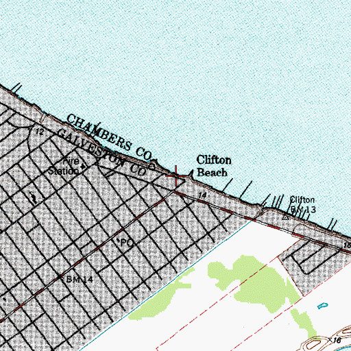 Topographic Map of Clifton Beach, TX