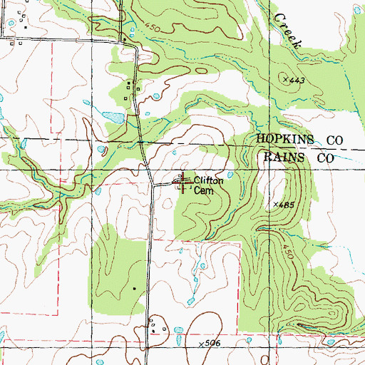 Topographic Map of Clifton Cemetery, TX