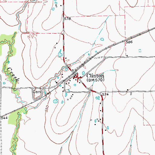 Topographic Map of Clinton, TX