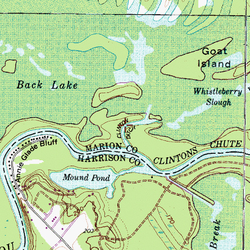 Topographic Map of Clinton Ditch, TX