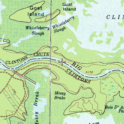 Topographic Map of Clintons Chute, TX