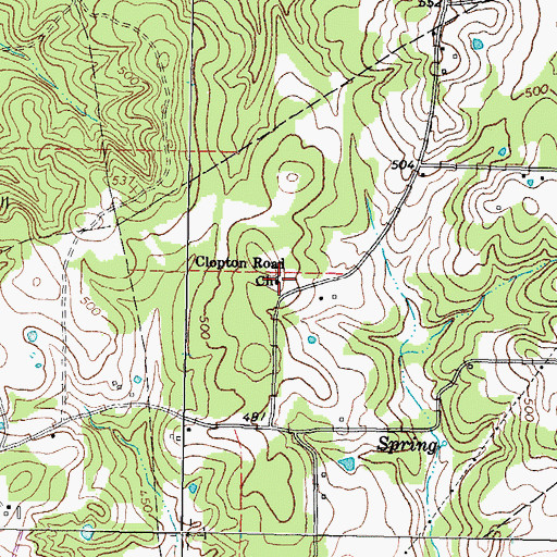 Topographic Map of Clopton Road Church, TX