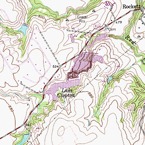 Topographic Map of Lake Clopton, TX