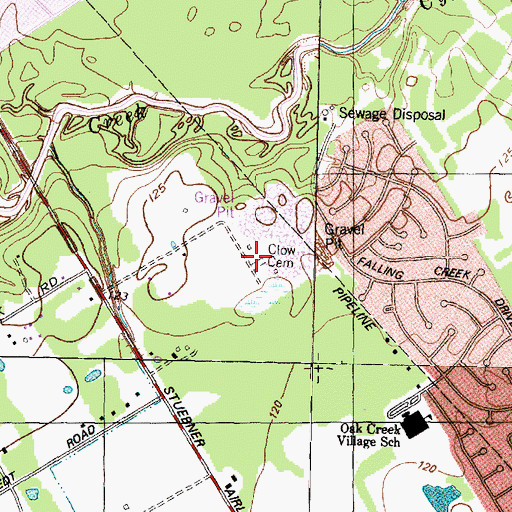 Topographic Map of Clow Cemetery (historical), TX