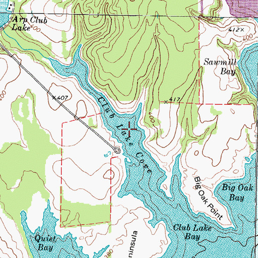 Topographic Map of Club Lake Cove, TX