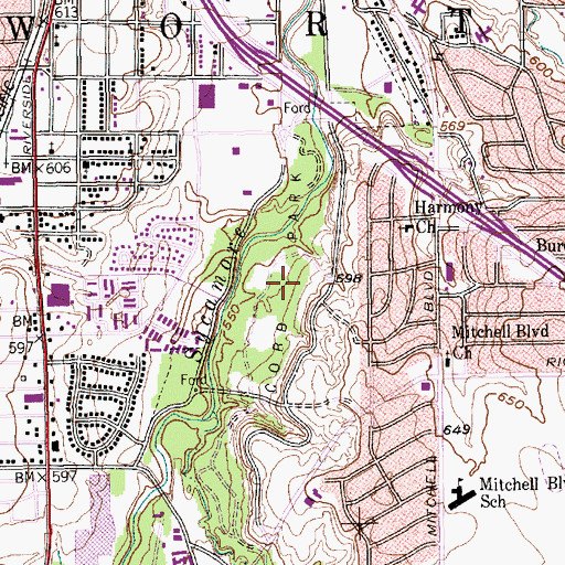 Topographic Map of Cobb Park, TX