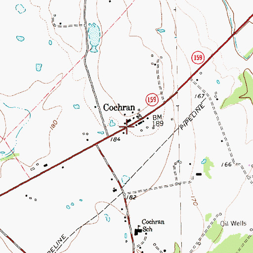 Topographic Map of Cochran, TX