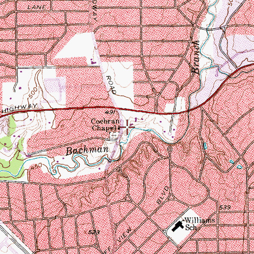 Topographic Map of Cochran Chapel, TX