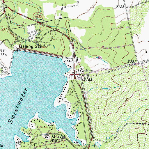 Topographic Map of Coffee Cemetery, TX