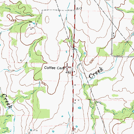 Topographic Map of Coffee Cemetery, TX