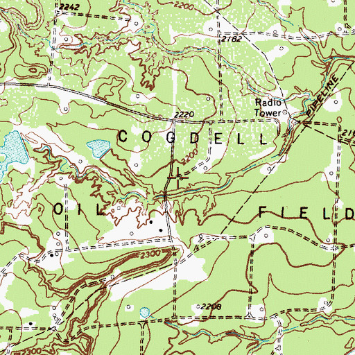 Topographic Map of Cogdell Oil Field, TX