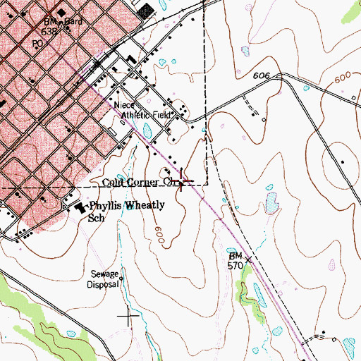 Topographic Map of Cold Corner Church, TX