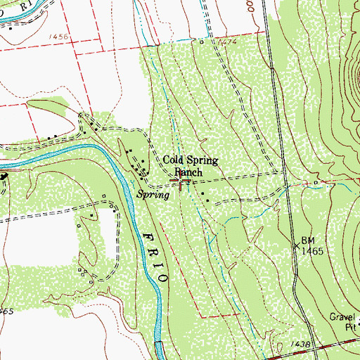 Topographic Map of Cold Spring Ranch, TX