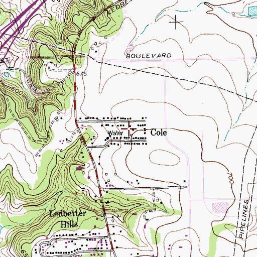 Topographic Map of Cole, TX