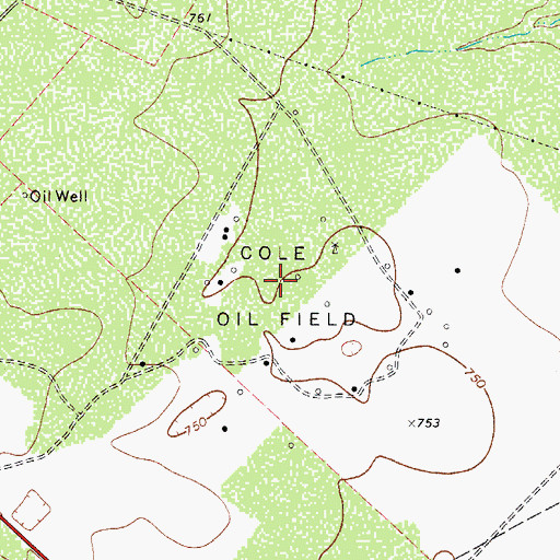 Topographic Map of Cole Oil Field, TX