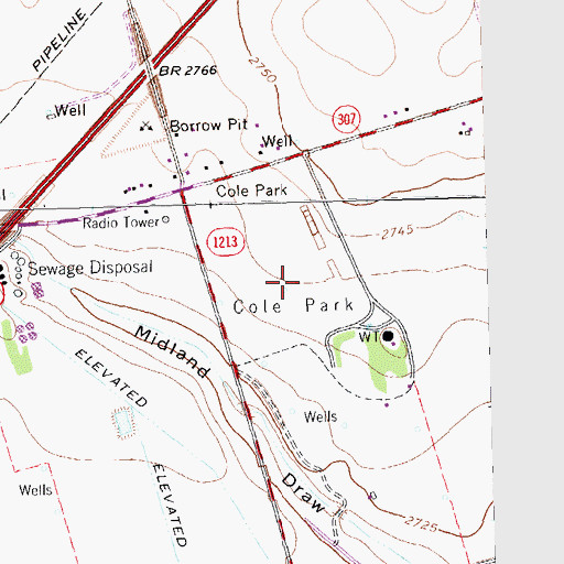 Topographic Map of Cole Park, TX