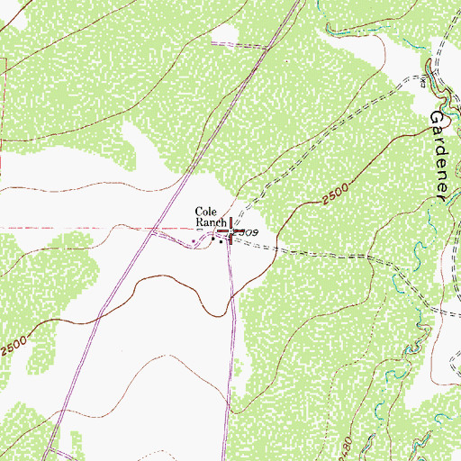 Topographic Map of Cole Ranch, TX