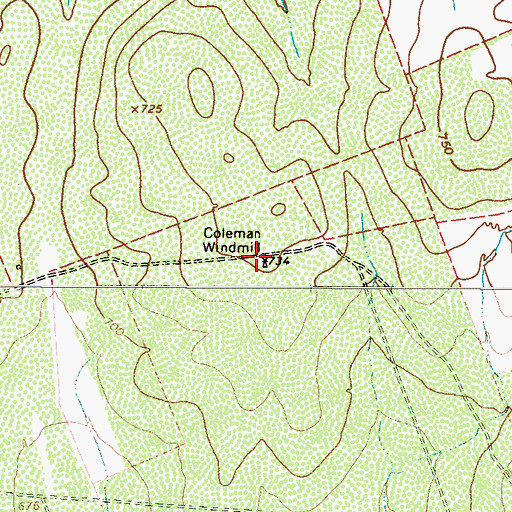Topographic Map of Coleman Windmill, TX