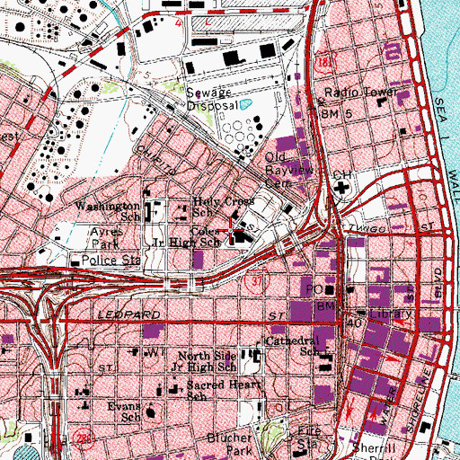 Topographic Map of Coles Junior High School, TX