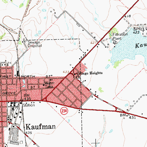 Topographic Map of College Heights Church, TX