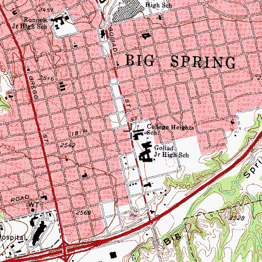 Topographic Map of Goliad Elementary School, TX