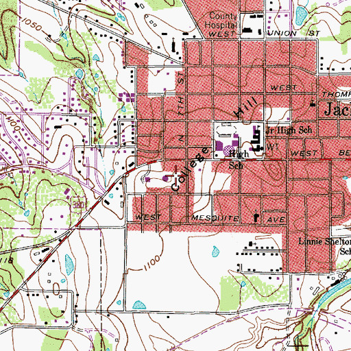 Topographic Map of College Hill, TX