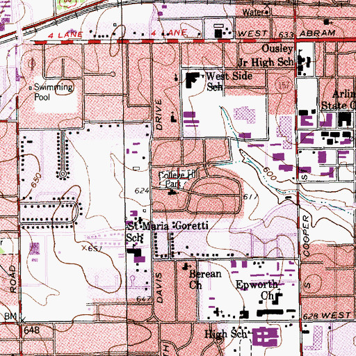 Topographic Map of College Hill Park, TX