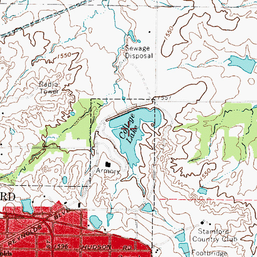 Topographic Map of College Lake, TX