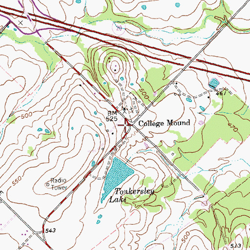 Topographic Map of College Mound, TX