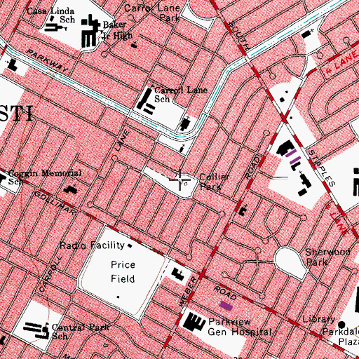 Topographic Map of Collier Park, TX