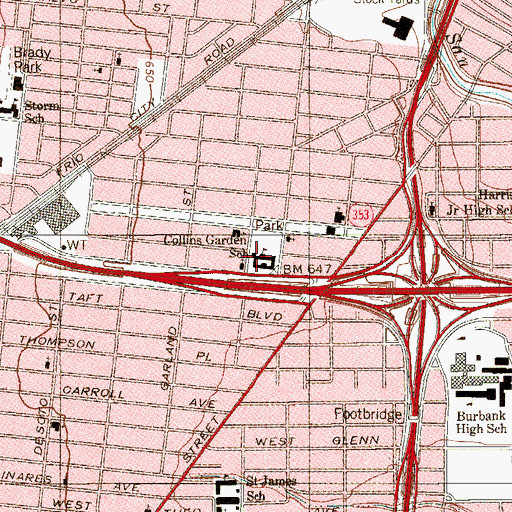 Topographic Map of Collins Garden School, TX