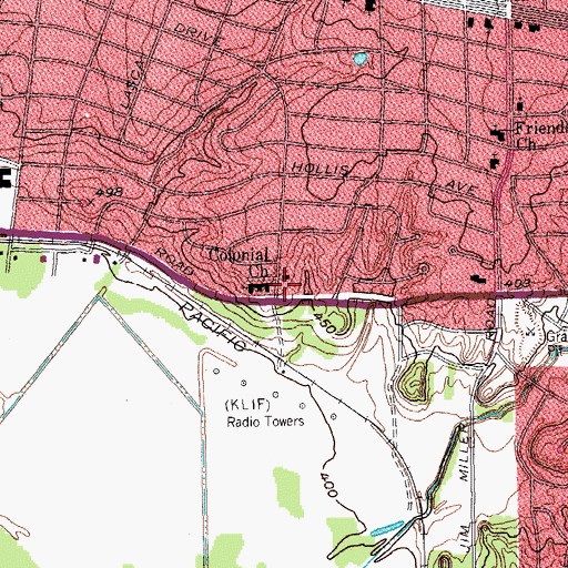Topographic Map of Colonial Church, TX