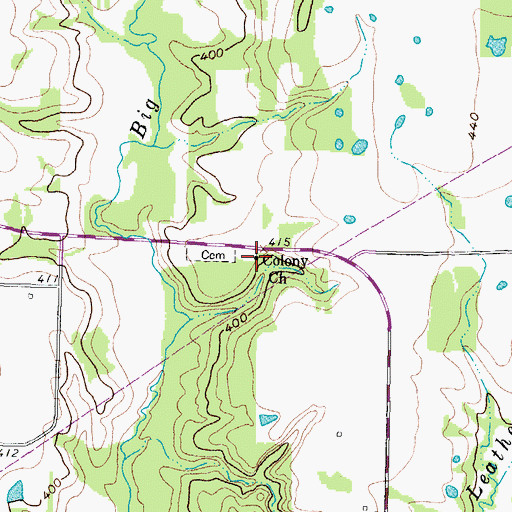 Topographic Map of Colony Church, TX