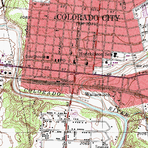 Topographic Map of Colorado City, TX