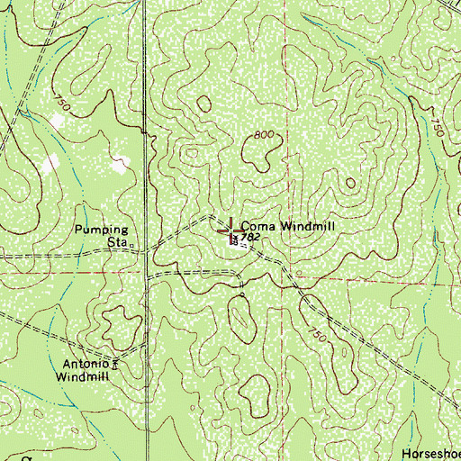 Topographic Map of Coma Windmill, TX