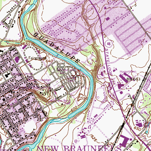 Topographic Map of Comal Cemetery, TX
