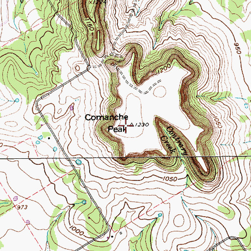 Topographic Map of Comanche Peak, TX